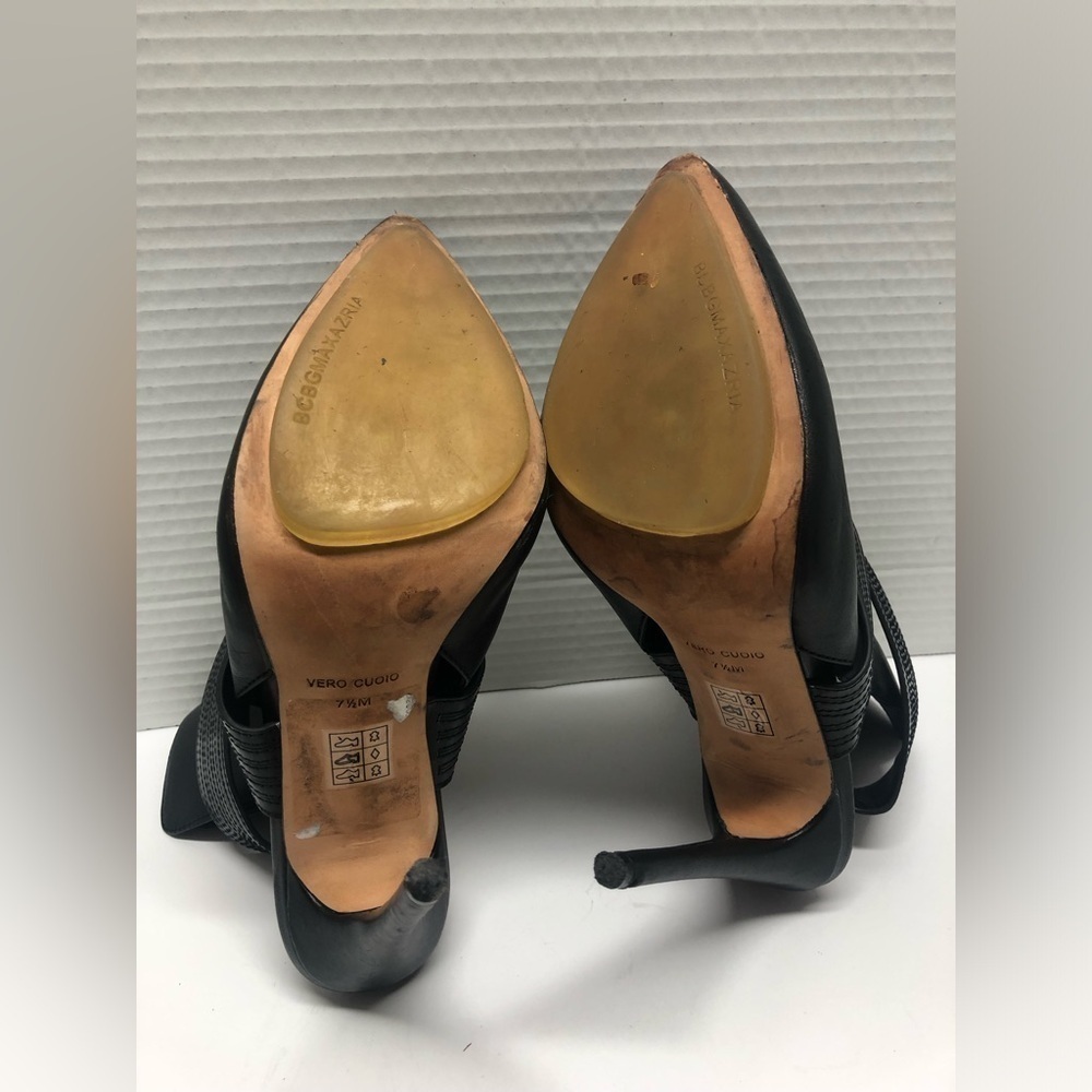 BCBGMAXAZARIA Fierce Strappy Black Open Back Stiletto Booties - Picture 10 of 11